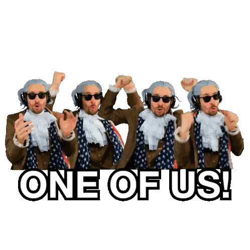 Group Of Men Dancing One Of Us Sticker