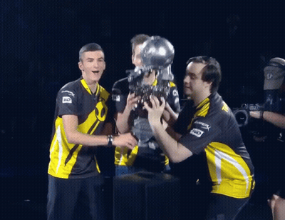 Group Of Men Holding Trophy Saying HyperX GIF