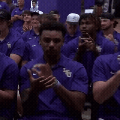 Group Of Men In Purple LSU Polo Shirts GIF