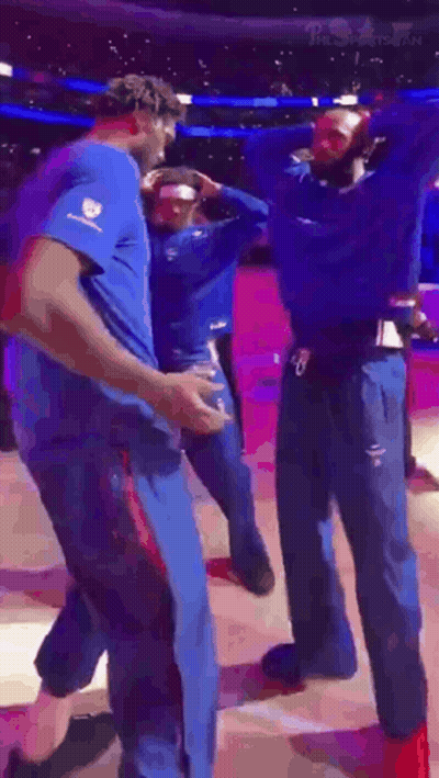 Group Of Men On Basketball Court GIF