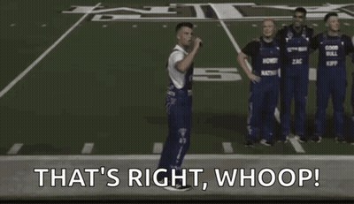 Group Of Men On Football Field Saying That's Right Whoop GIF