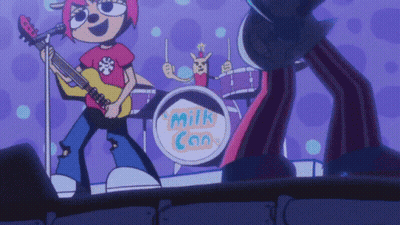 Group Of Men On Stage With Woman And Mama Text GIF