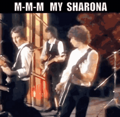 Group Of Men Playing Guitars Saying M-M-M My Sharona GIF