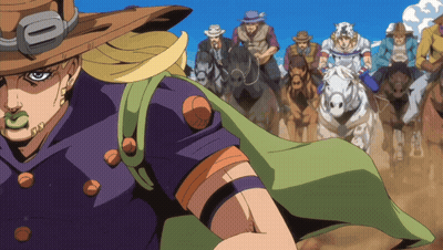 Group Of Men Riding Horses Cartoon GIF