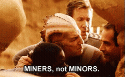 Group Of Men Saying Miners Not Minors GIF