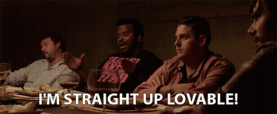 Group Of Men Sitting At Table Saying I'm Straight Up Lovable GIF