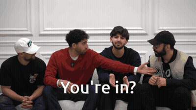 Group Of Men Sitting On Couch Saying You're In GIF