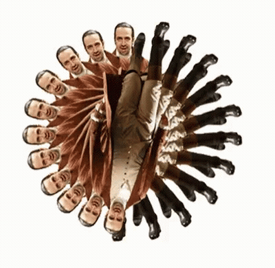 Group Of Men Standing In Circle Heads Visible GIF