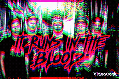 Group Of Men Standing In Front Of Run Until The Blood Sign GIF