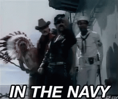 Group Of Men Standing Next To Each Other Saying In The Navy GIF