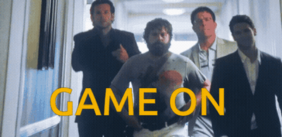 Group Of Men Walking Hallway Saying Game On GIF