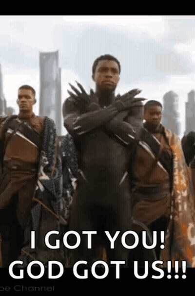 Group Of Men With One In Black Panther Suit GIF
