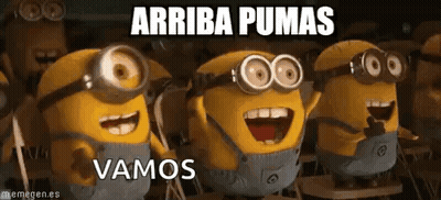 Group Of Minions Smiling Arriba Pumas Vamos GIF