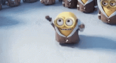 Group Of Minions Standing On Snowy Field GIF