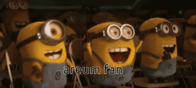 Group Of Minions With Mouths Open Saying Areum Fan GIF