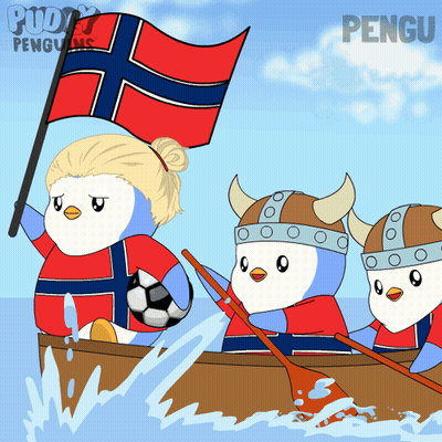Group Of Penguins In A Boat With Word Pengu GIF
