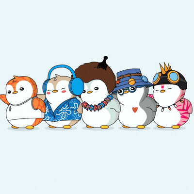 Group Of Penguins In Outfits GIF