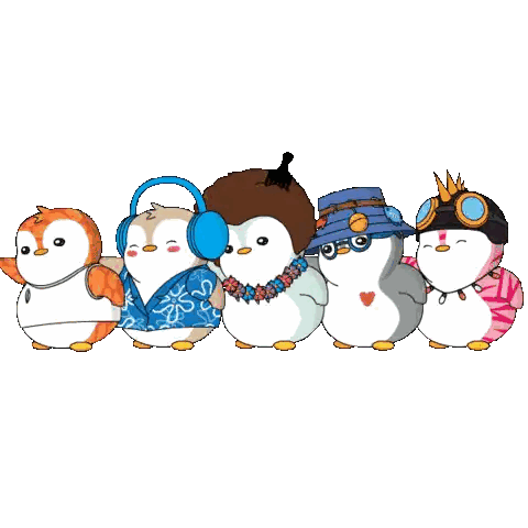 Group Of Penguins Standing Together Sticker