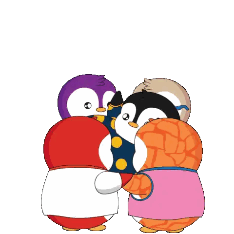 Group Of Penguins Standing Together Sticker