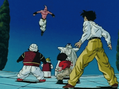 Group Of People And Flying Cartoon Character GIF