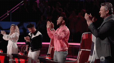 Group Of People Applauding On Stage With NBC Logo GIF