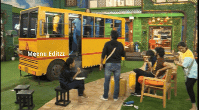 Group Of People Around Meenu Editzz Yellow Bus GIF