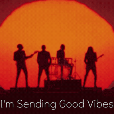 Group of People at Sunset Saying I'm Sending Good Vibes