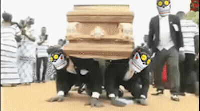 Group Of People Dancing Around Coffin GIF
