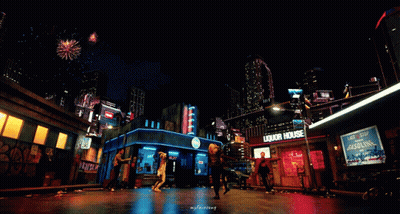 Group Of People Dancing In Front Of Liquor House GIF