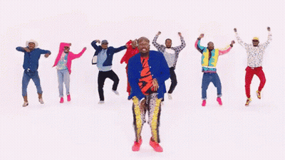Group Of People Dancing On Pink Background GIF
