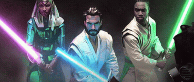 Group Of People Holding Lightsabers GIF