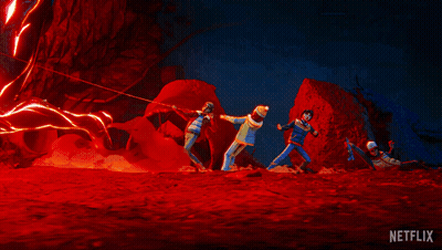 Group of People in Cave With Netflix Logo