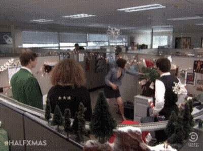 Group Of People In Christmas Office Cubicle #Halfxmas GIF