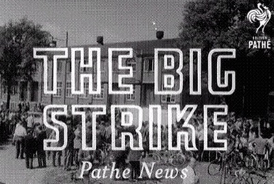 Group Of People In Front Of Building The Big Strike Pathe News GIF