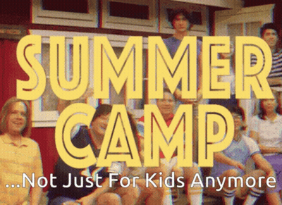 Group Of People In Front Of Summer Camp GIF