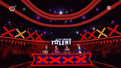 Group Of People In Front Of Talent Sign GIF