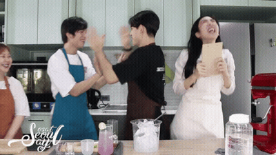 Group Of People In Kitchen With Seoul GIF