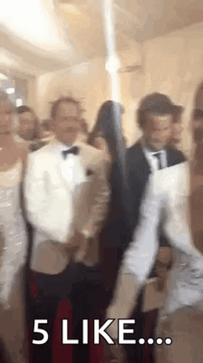 Group Of People In Room With 5 Like GIF