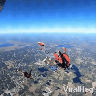 Group Of People Jumping Out Of Plane With Viralhog GIF