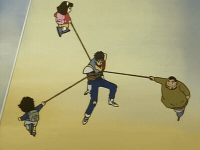 Group Of People Led By Dogs GIF