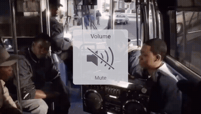 Group Of People On Bus With Mute Icon GIF