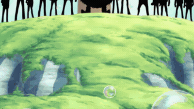 Group Of People On Hill With Bubble GIF
