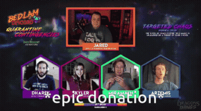 Group Of People On Screen Saying Epic Donation GIF