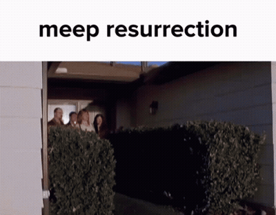 Group Of People Outside House With Meep Resurrection GIF