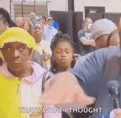 Group Of People Standing In Line Talking GIF