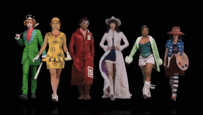 Group Of People Standing In Line With Number 5 GIF