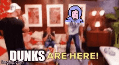 Group Of People Standing In Living Room Dunks Are Here GIF