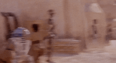Group Of People Standing With Robot GIF
