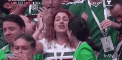 Group Of People Watching Soccer Woman Covering Mouth GIF