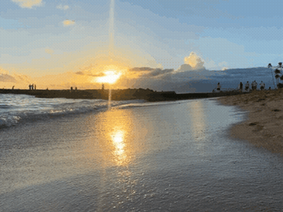 Group Of People Watching Sunset On Beach GIF